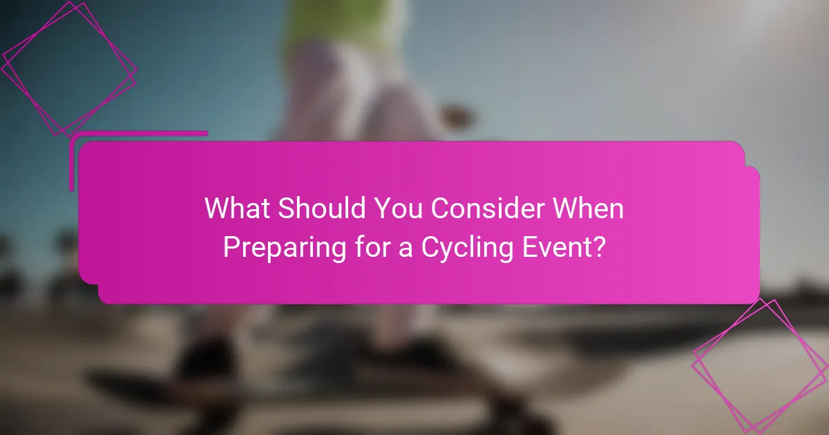 What Should You Consider When Preparing for a Cycling Event?