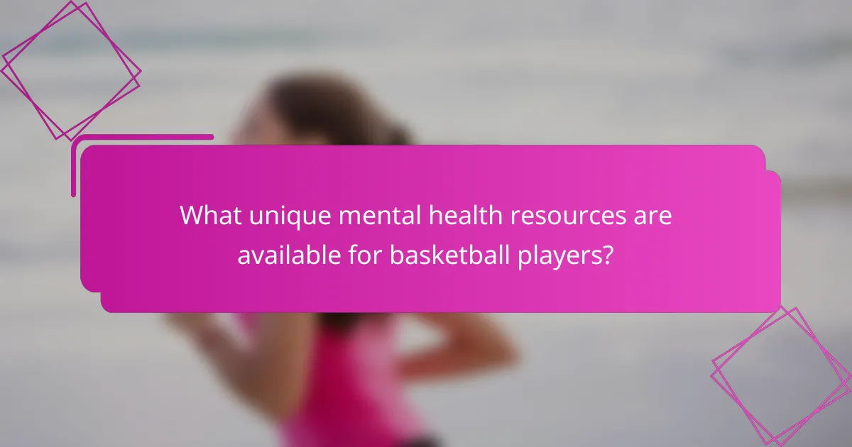 What unique mental health resources are available for basketball players?